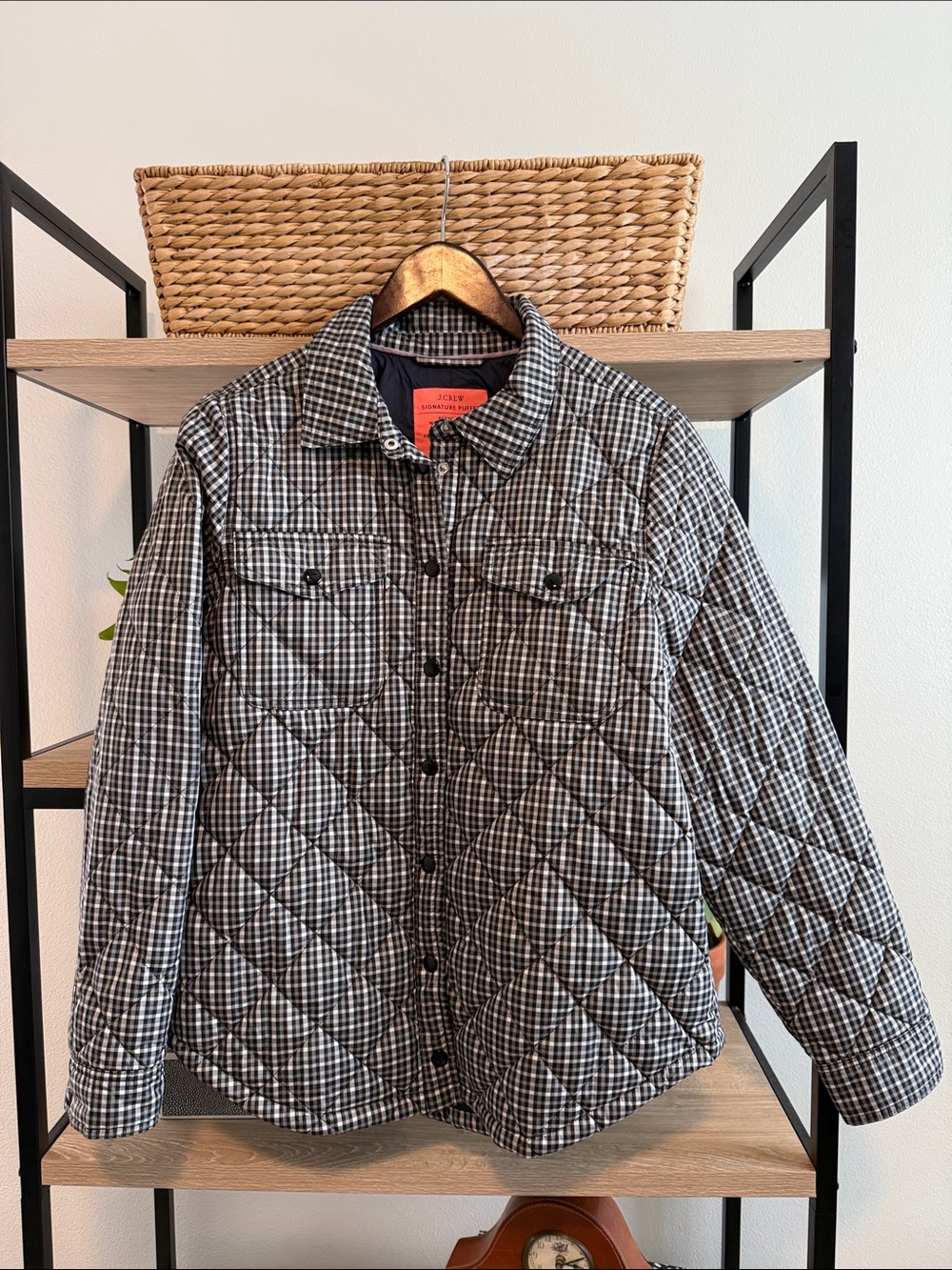 J.Crew PrimaLoft Quilted Plaid Puffer Shirt Jacket FA2021 style#BA589, Medium